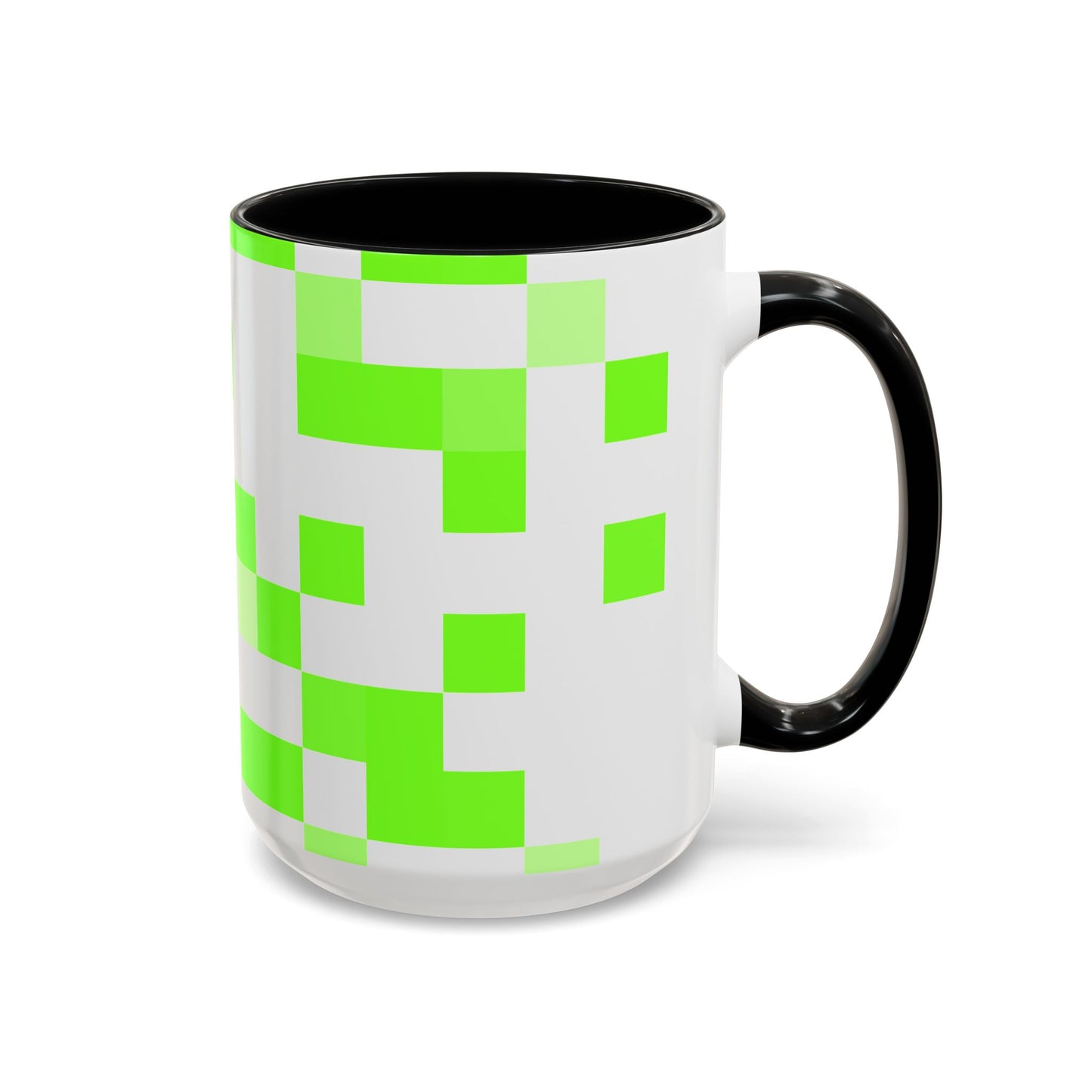 Lime Green Pixel Grid - Color Accent Mug