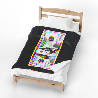 100 Dollars Bill - Neon Color Explosion - Plush Blanket