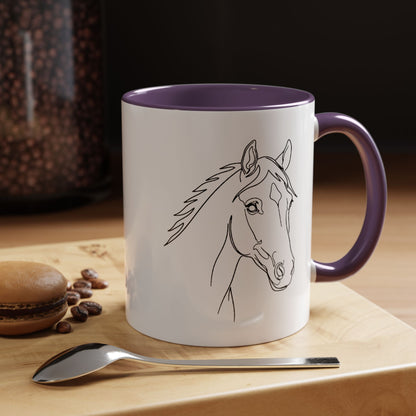 Horse Portrait Sketch - Color Accent Mug