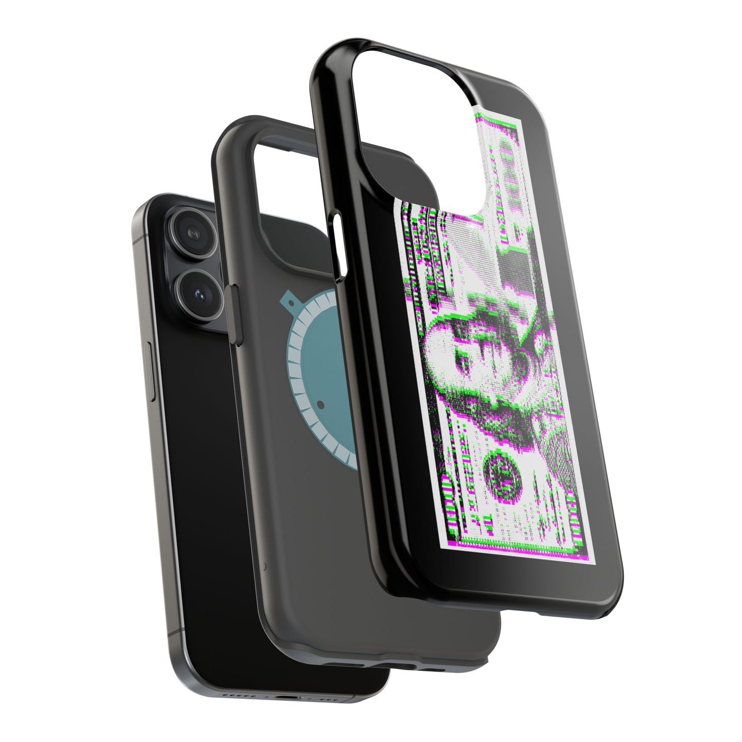100 Dollars Bill - Green/Magenta Glitch - Magnetic Phone Case