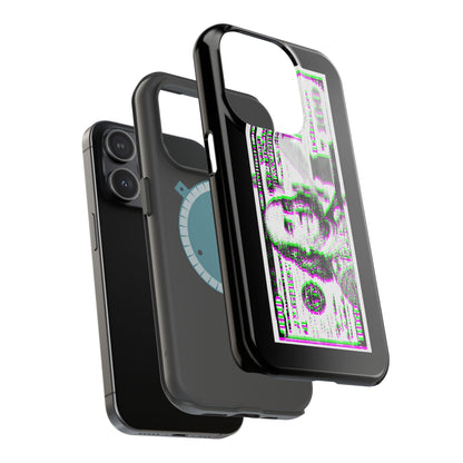 100 Dollars Bill - Green/Magenta Glitch - Magnetic Phone Case