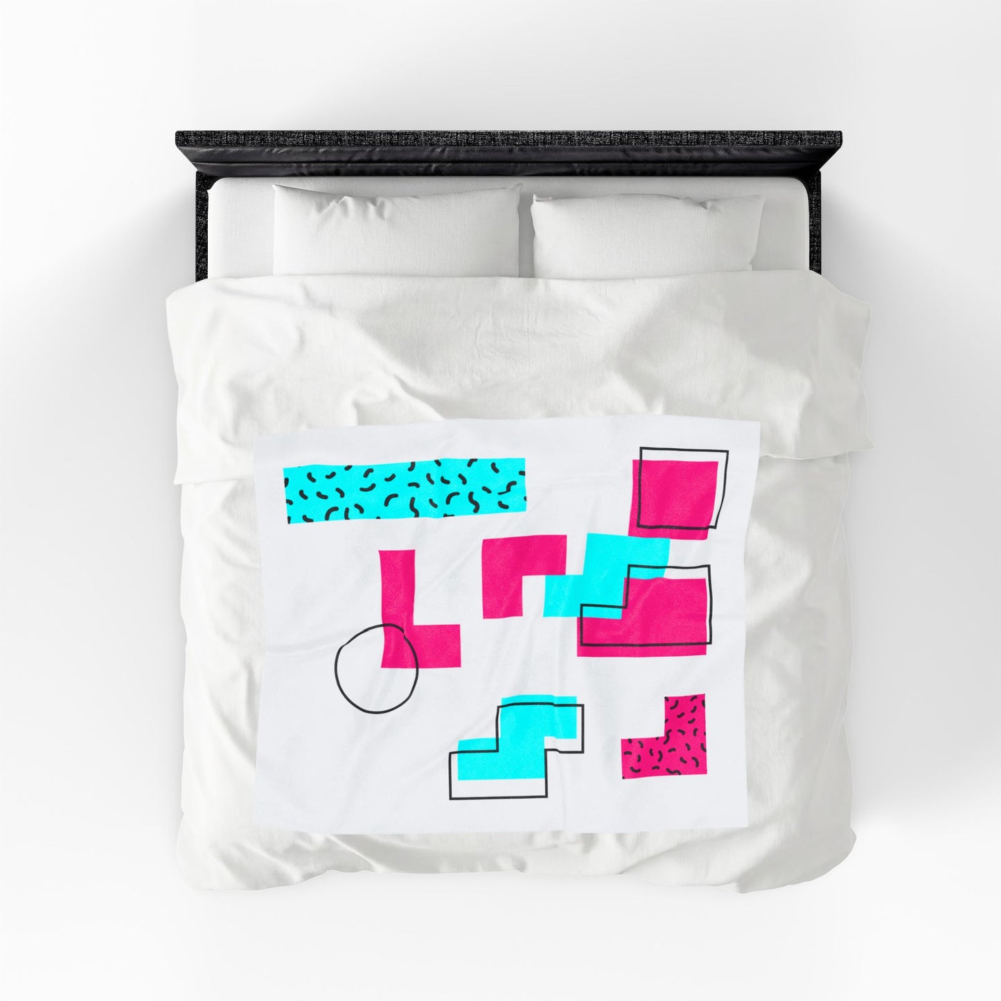 Retro Geometric Vibes - Plush Blanket