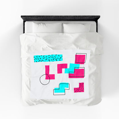 Retro Geometric Vibes - Plush Blanket