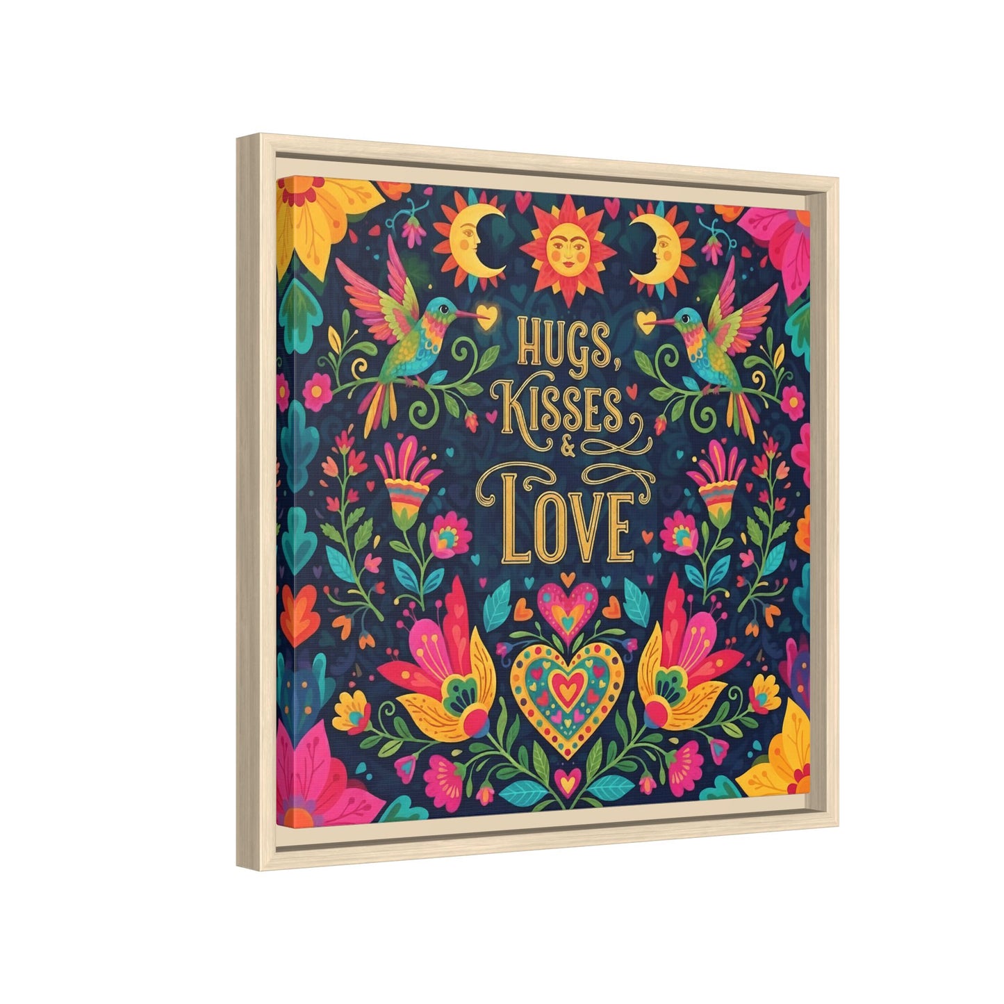 Hugs, Kisses & Love - Framed Canvas