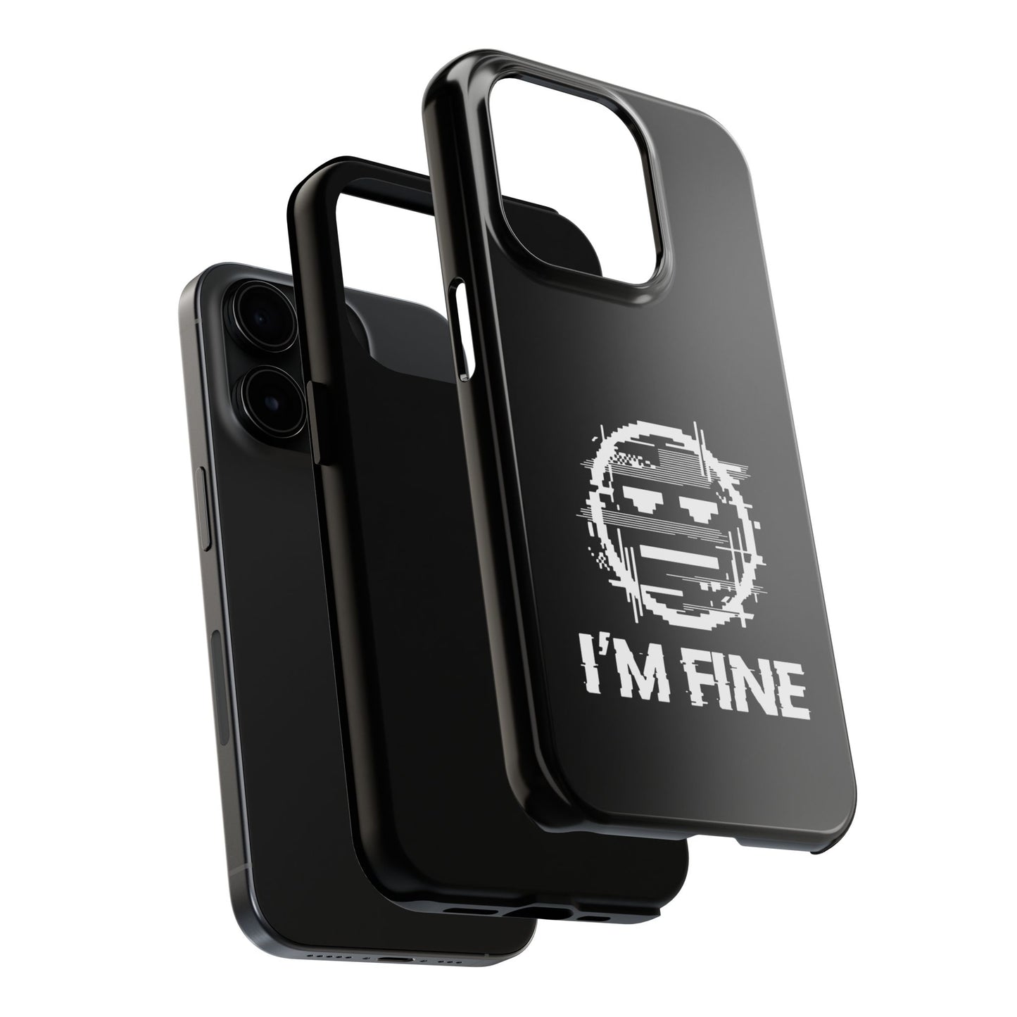 I’m Fine Glitched Smiley - Phone Case
