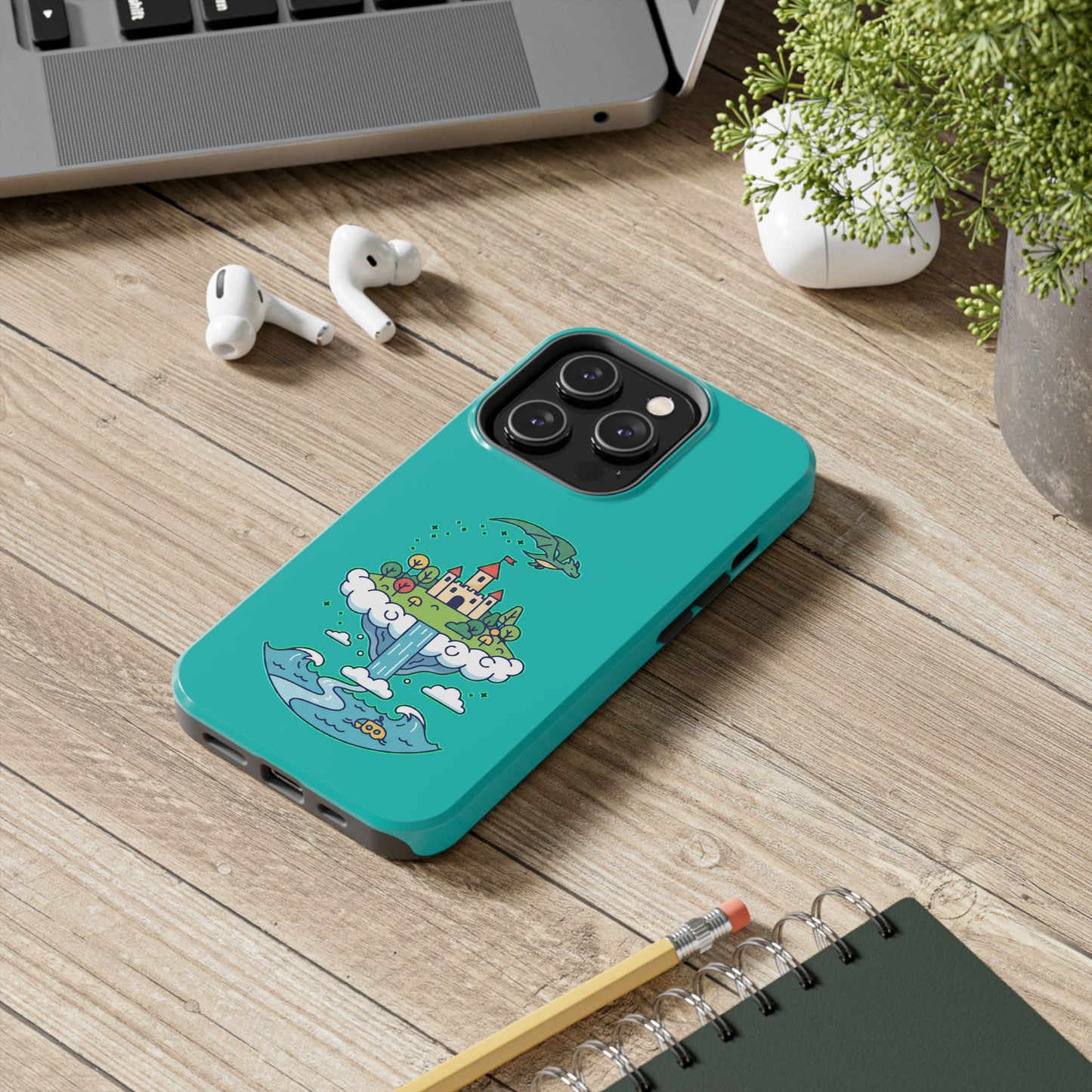 Floating Castle Dragon - Magical Fantasy Island - Phone Case