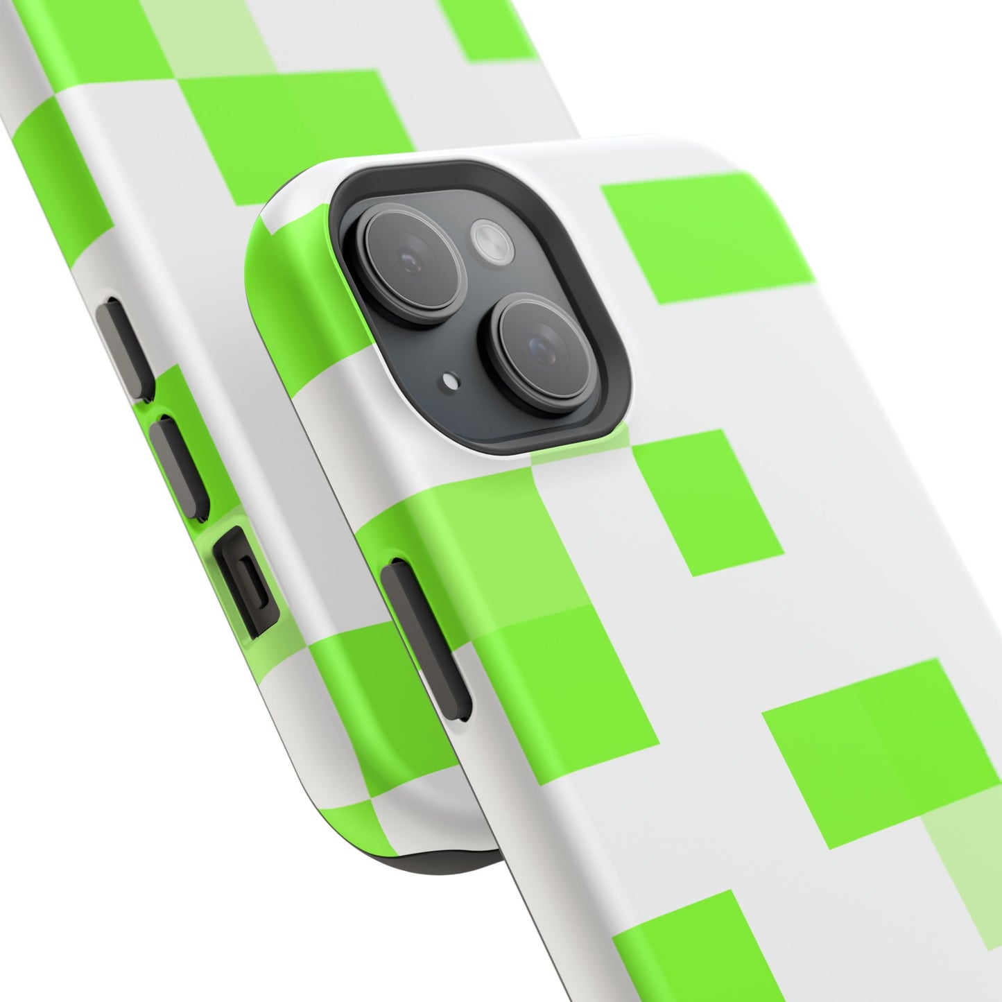 Lime Green Pixel Grid - Magnetic Phone Case