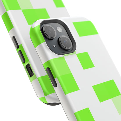 Lime Green Pixel Grid - Magnetic Phone Case