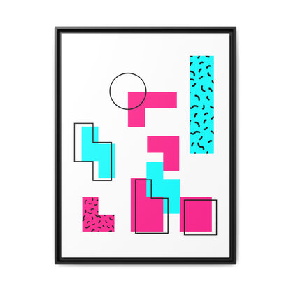 Retro Geometric Vibes - Framed Canvas
