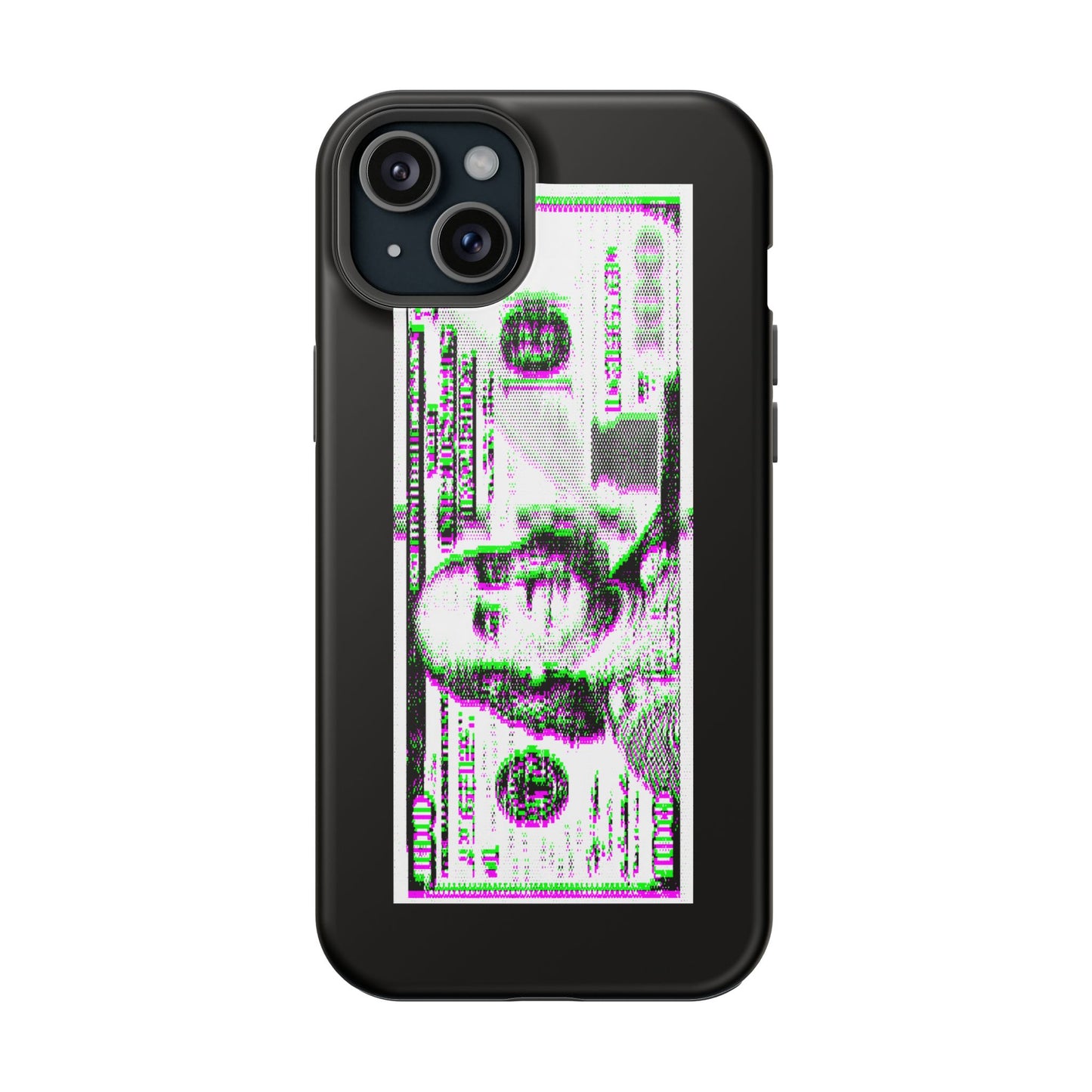 100 Dollars Bill - Green/Magenta Glitch - Magnetic Phone Case
