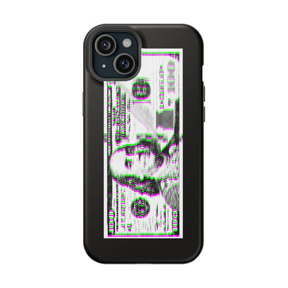 100 Dollars Bill - Green/Magenta Glitch - Magnetic Phone Case