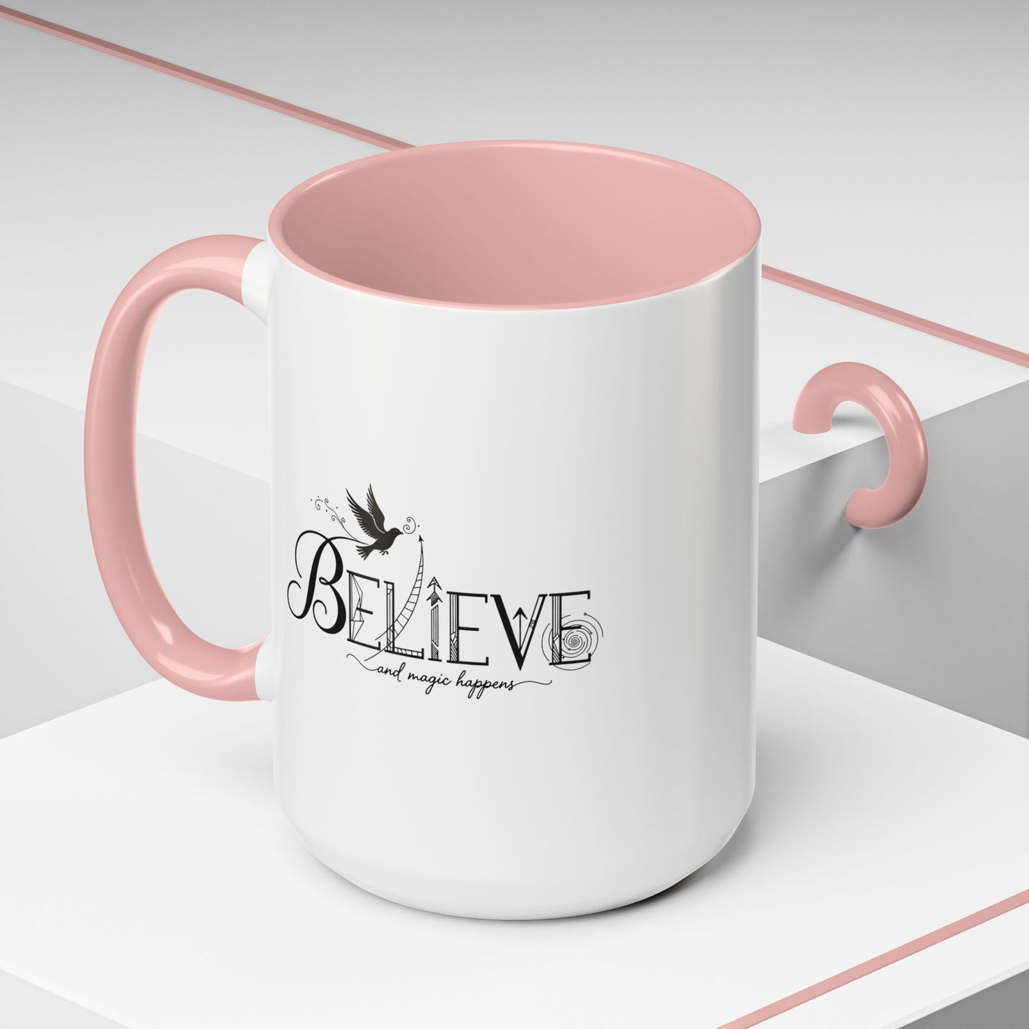 Believe and Magic Happens - Color Accent Mug
