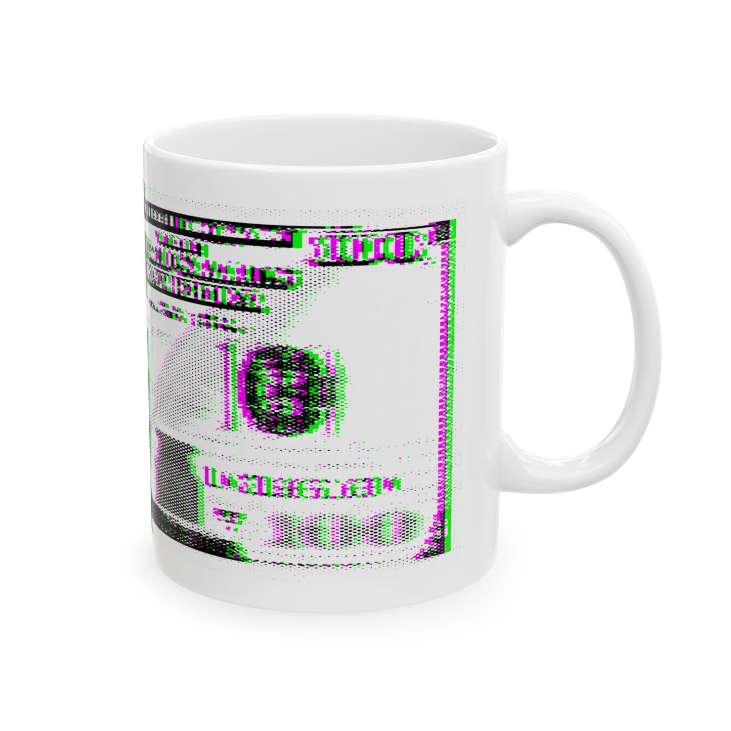 100 Dollars Bill - Green/Magenta Glitch - Mug