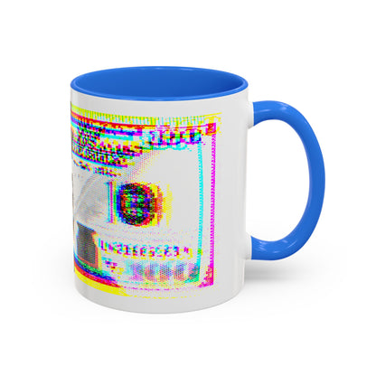 100 Dollars Bill - Neon Color Explosion - Color Accent Mug