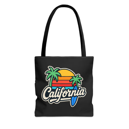 California Retro Tote Bag - Beach Vibes, Summer Accessory, Travel Bag, Gift for Friends, Eco-Friendly Shopping