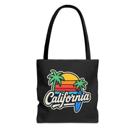 California Retro Tote Bag - Beach Vibes, Summer Accessory, Travel Bag, Gift for Friends, Eco-Friendly Shopping