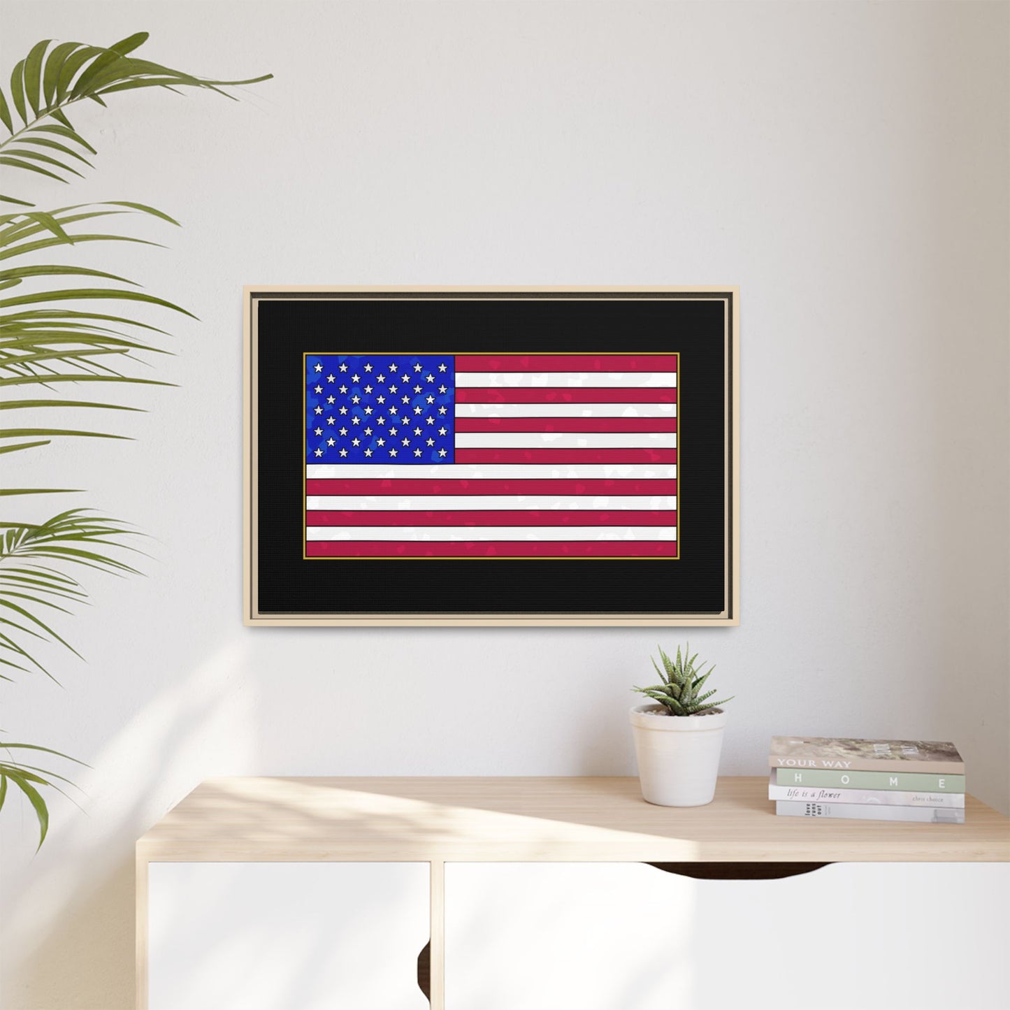 New Glory American Flag (Gold Edge Edition) - Framed Canvas
