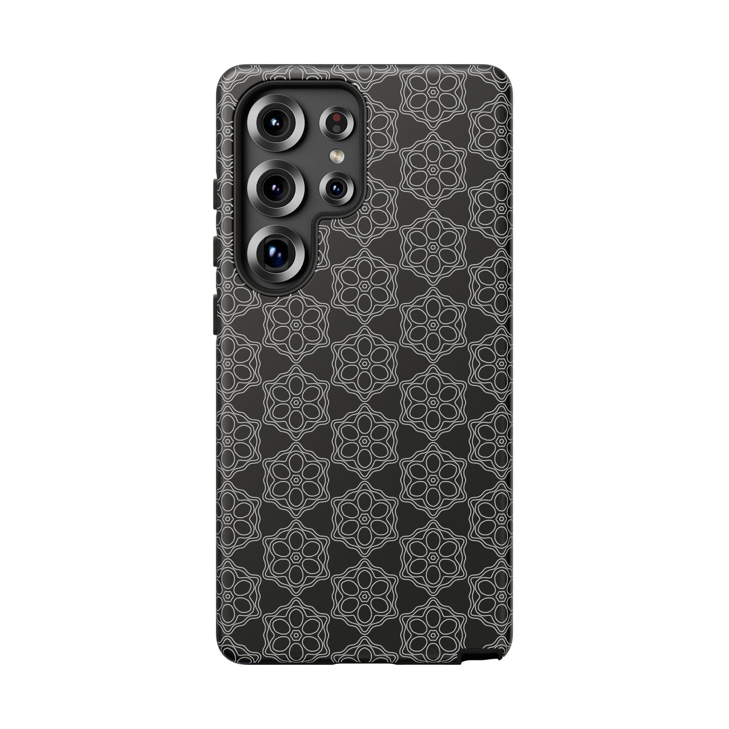 Geometric Pattern Phone Case, Dark Floral Case for Tough Protection, Stylish Smartphone Accessory, Gift for Tech Lovers, Trendy Mobile Cover