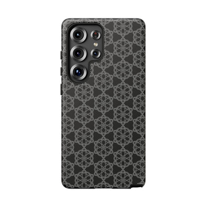 Geometric Pattern Phone Case, Dark Floral Case for Tough Protection, Stylish Smartphone Accessory, Gift for Tech Lovers, Trendy Mobile Cover