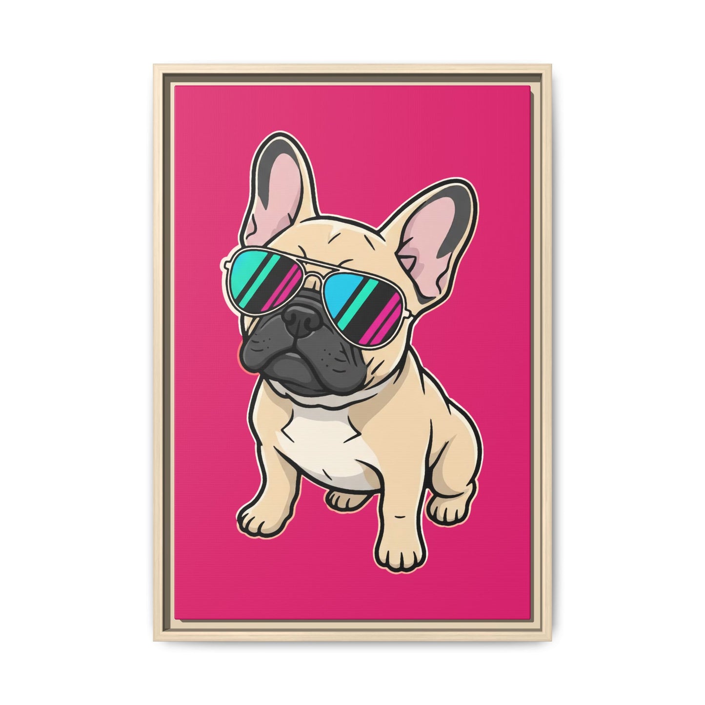 French Bulldog with Sunglasses - Framed Canvas