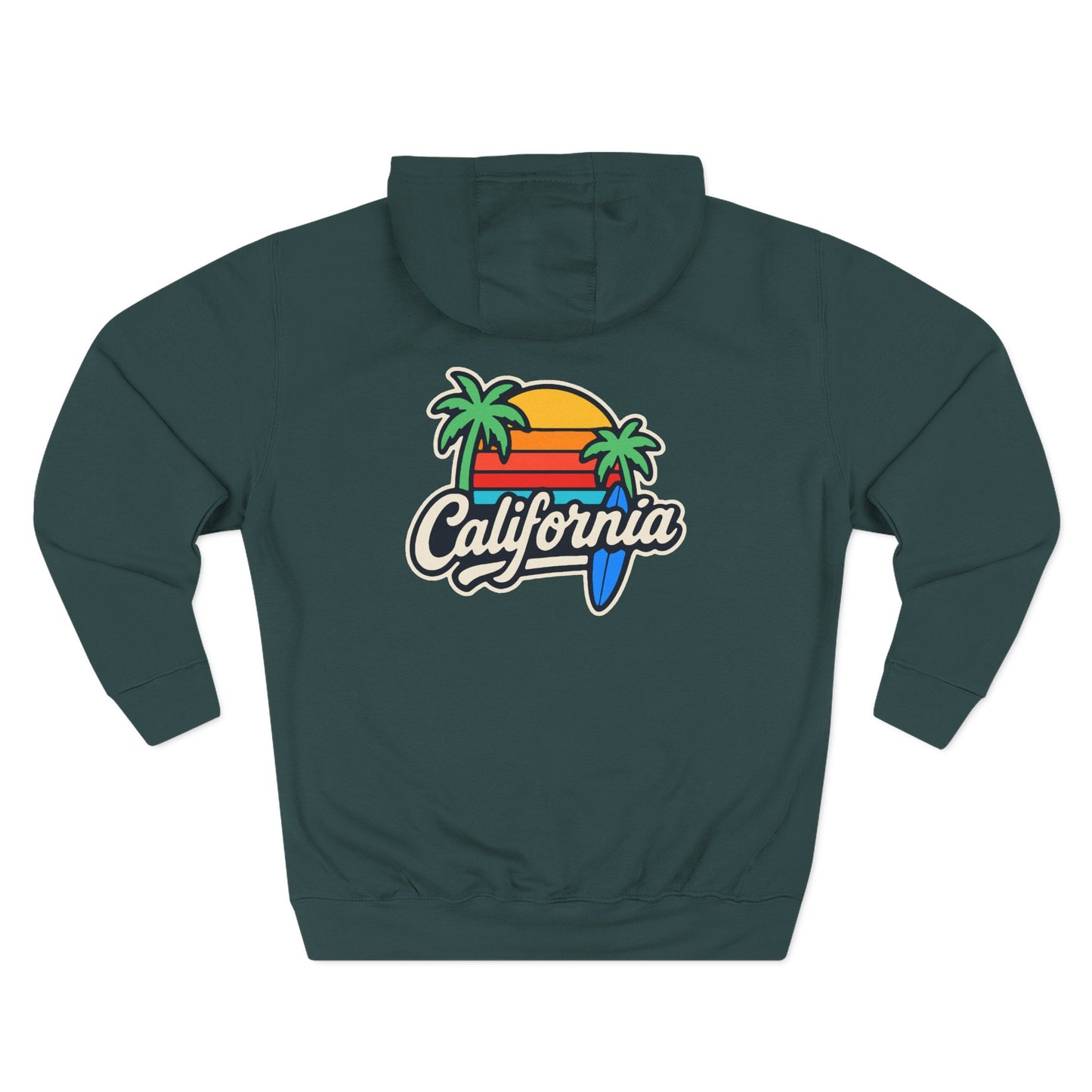 California Sunset Fleece Hoodie, Cozy Streetwear, Beach Vibes, Gift for Her, Summer Outfit, Travel Apparel