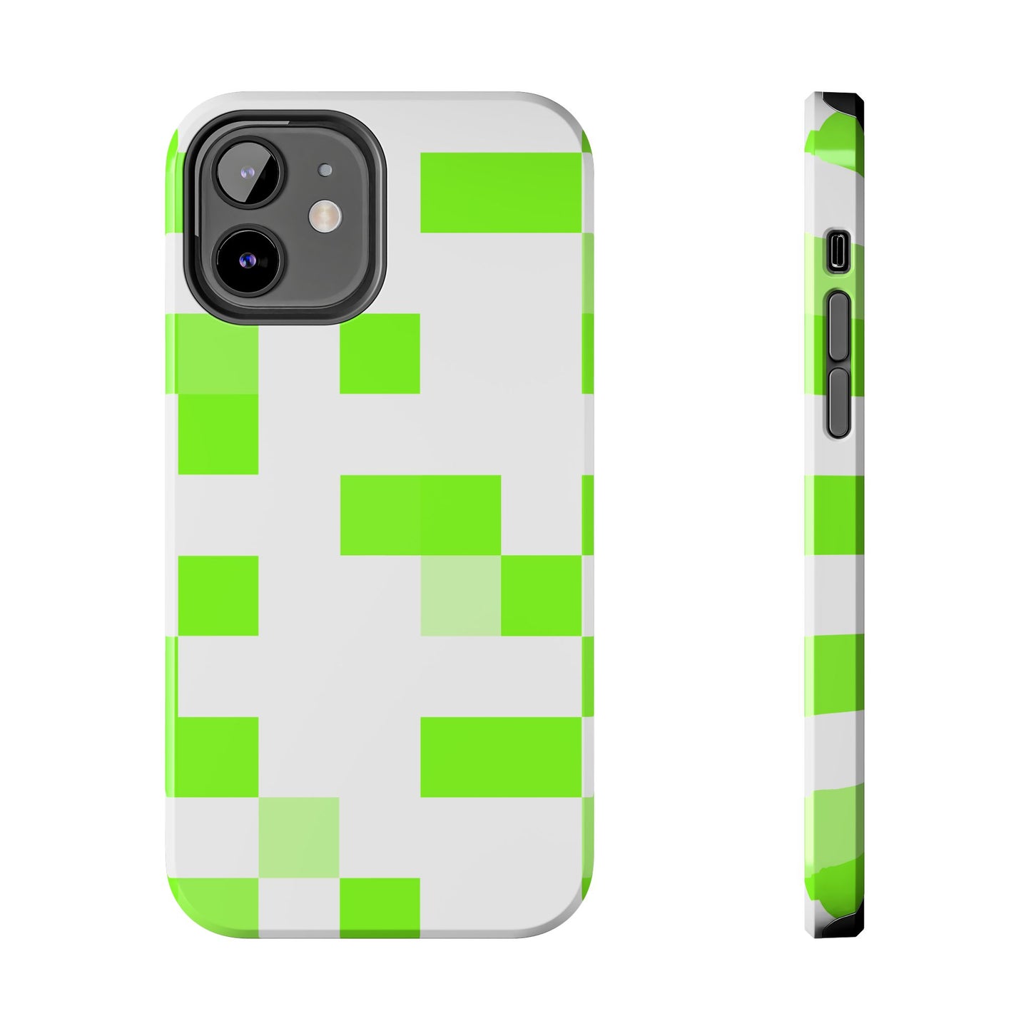 Lime Green Pixel Grid - Phone Case