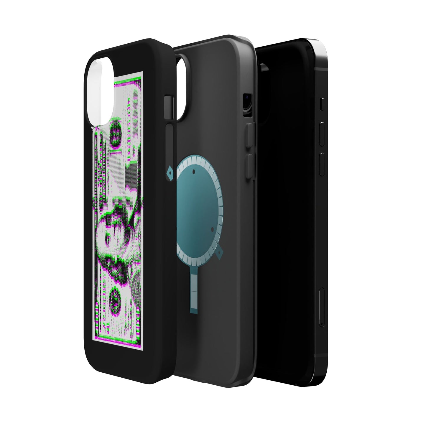 100 Dollars Bill - Green/Magenta Glitch - Magnetic Phone Case
