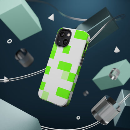 Lime Green Pixel Grid - Magnetic Phone Case