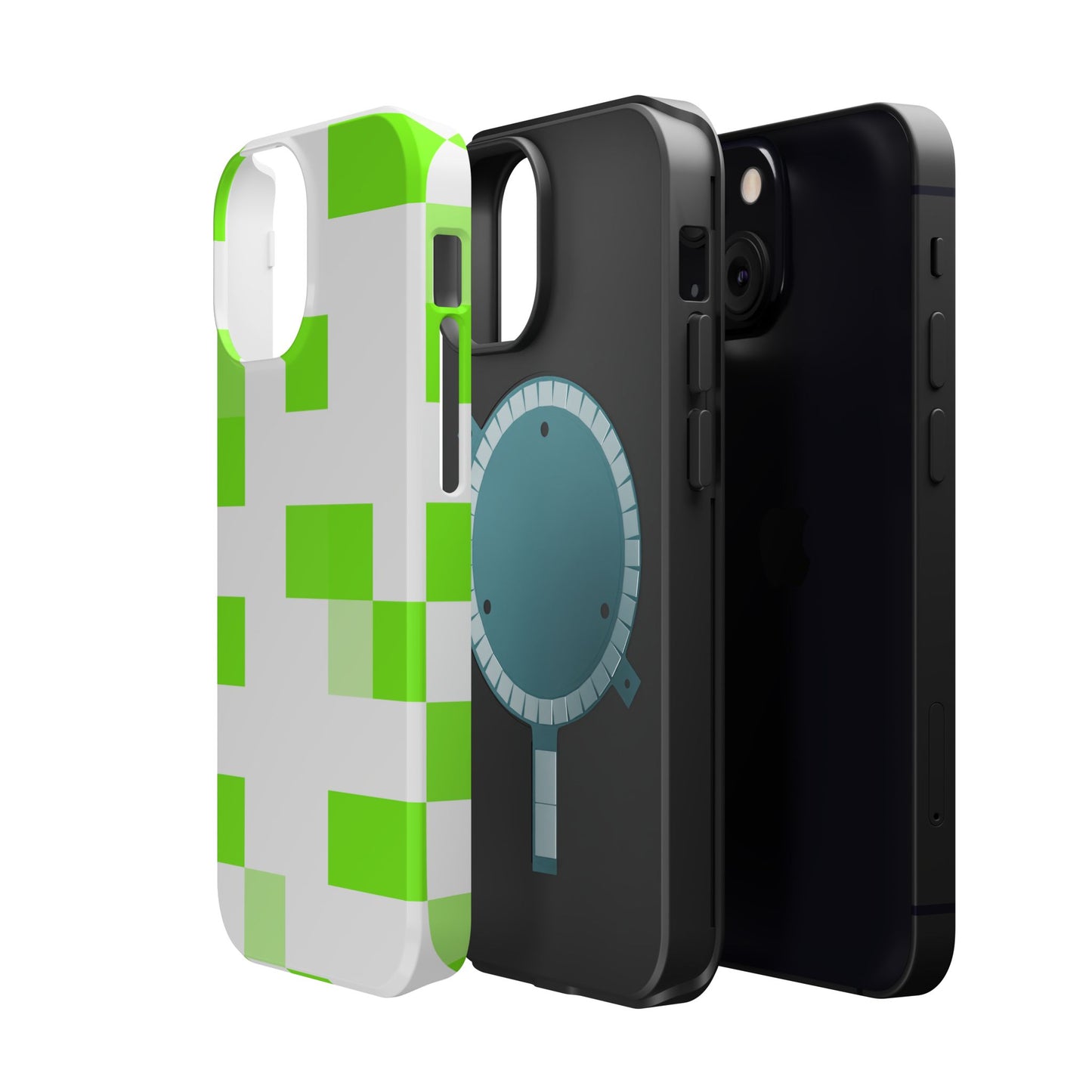 Lime Green Pixel Grid - Magnetic Phone Case