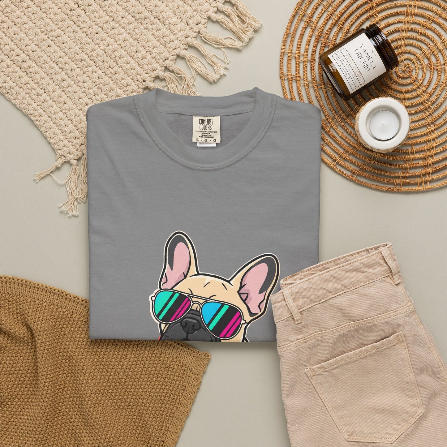 French Bulldog with Sunglasses - T-Shirt