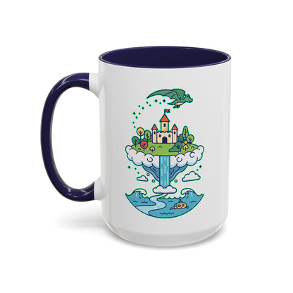 Floating Castle Dragon - Magical Fantasy Island - Color Accent Mug