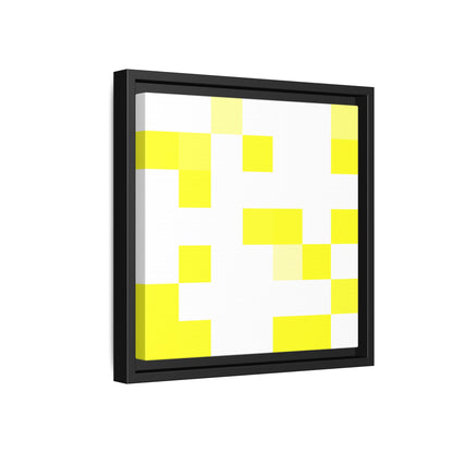 Yellow Pixel Grid - Framed Canvas