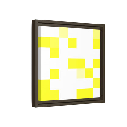 Yellow Pixel Grid - Framed Canvas
