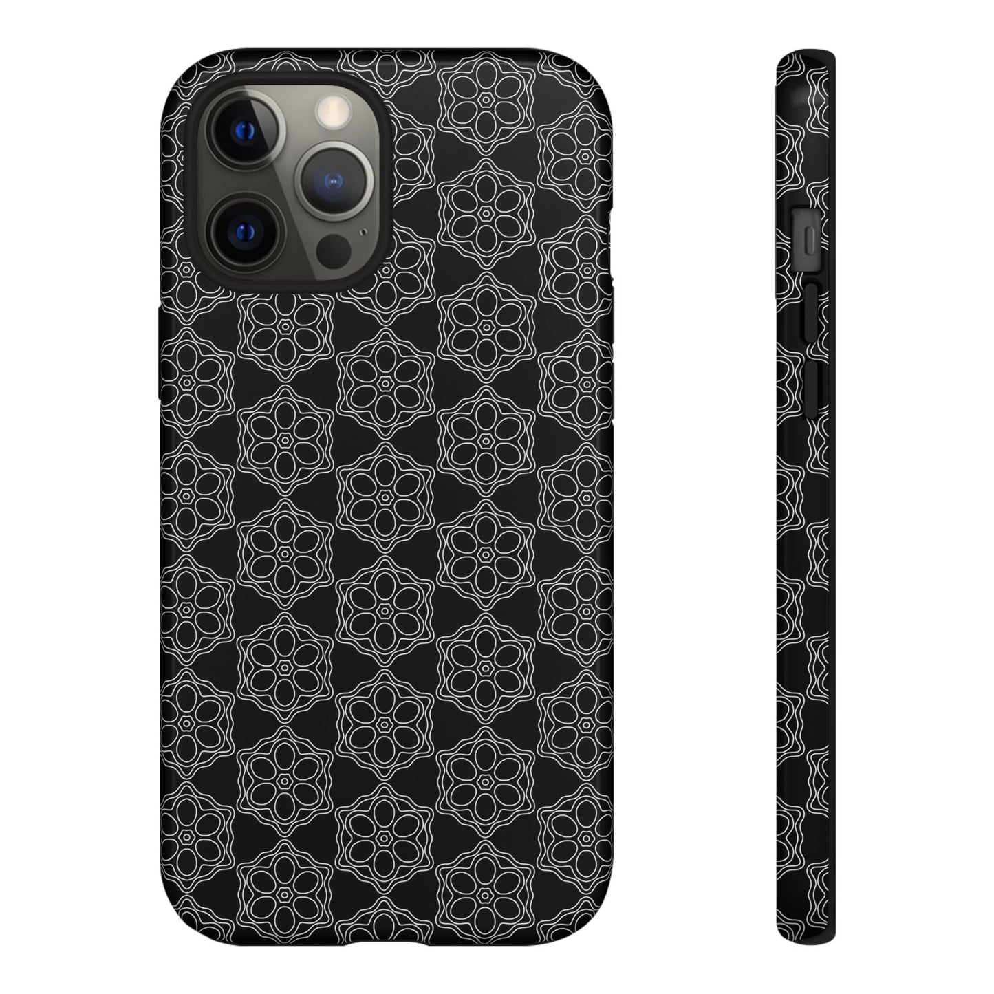 Geometric Pattern Phone Case, Dark Floral Case for Tough Protection, Stylish Smartphone Accessory, Gift for Tech Lovers, Trendy Mobile Cover