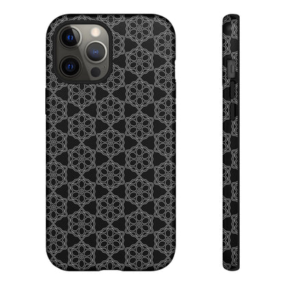 Geometric Pattern Phone Case, Dark Floral Case for Tough Protection, Stylish Smartphone Accessory, Gift for Tech Lovers, Trendy Mobile Cover