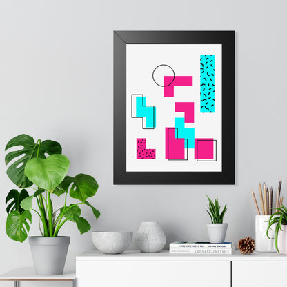 Retro Geometric Vibes - Framed Poster