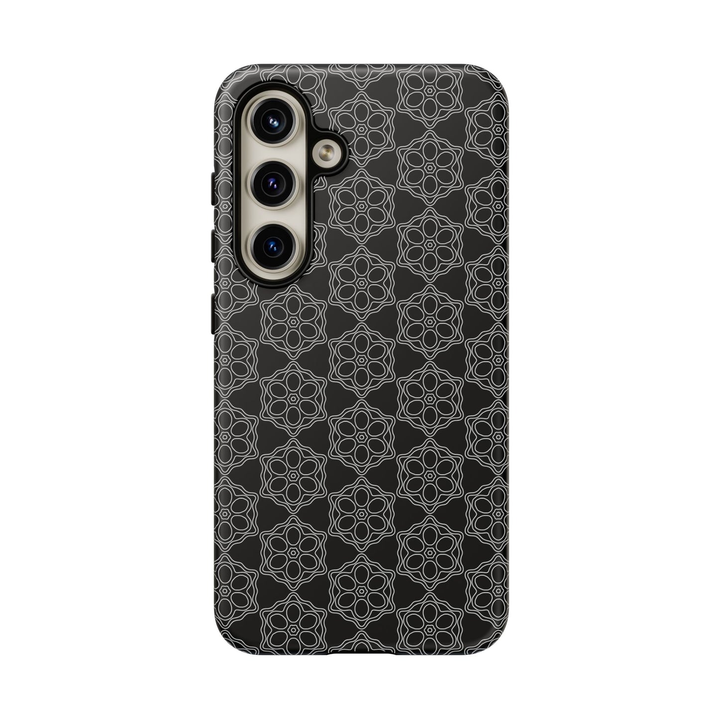Geometric Pattern Phone Case, Dark Floral Case for Tough Protection, Stylish Smartphone Accessory, Gift for Tech Lovers, Trendy Mobile Cover