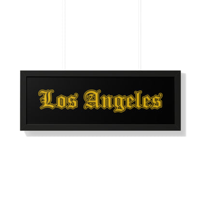 Los Angeles Framed Poster, Urban Wall Art for Home Decor, Cityscape Gift, Interior Design Accent, Modern Typography Decor - Golden Edition