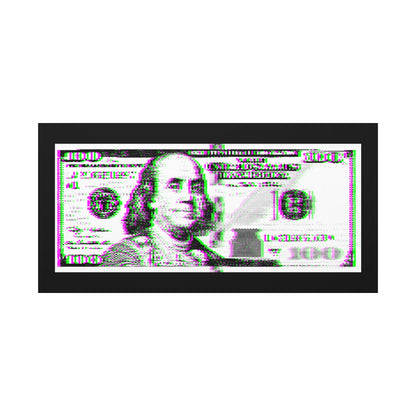 100 Dollars Bill - Green/Magenta Glitch - Canvas