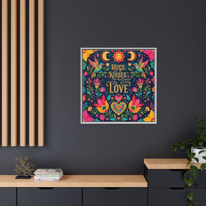 Hugs, Kisses & Love - Framed Canvas