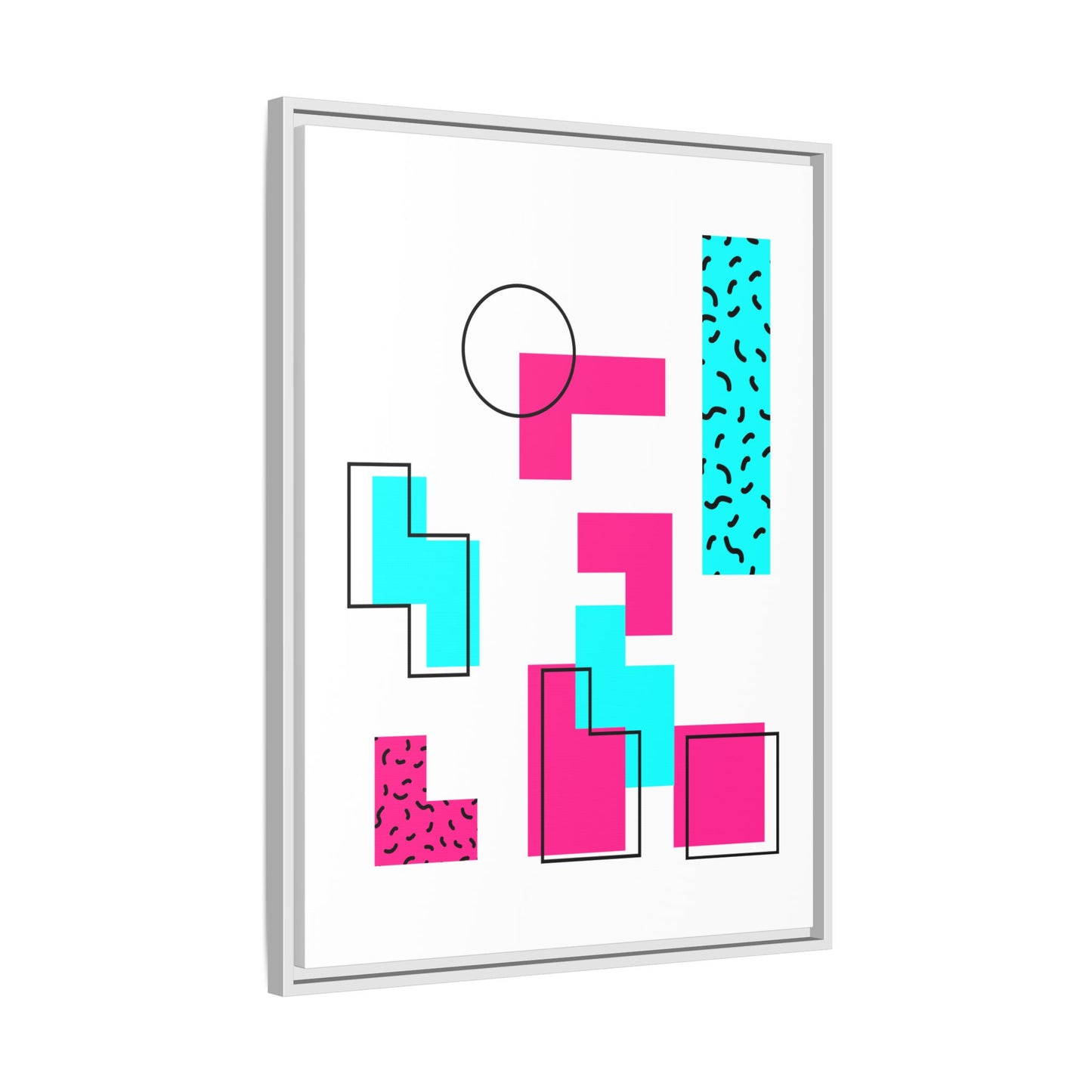Retro Geometric Vibes - Framed Canvas