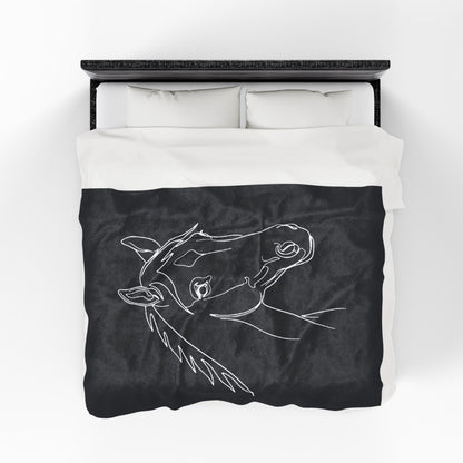 Horse Portrait Sketch - Plush Blanket