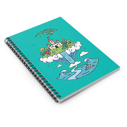 Floating Castle Dragon - Magical Fantasy Island - Spiral Notebook