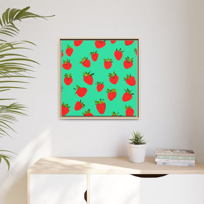Strawberry Pattern - Framed Canvas