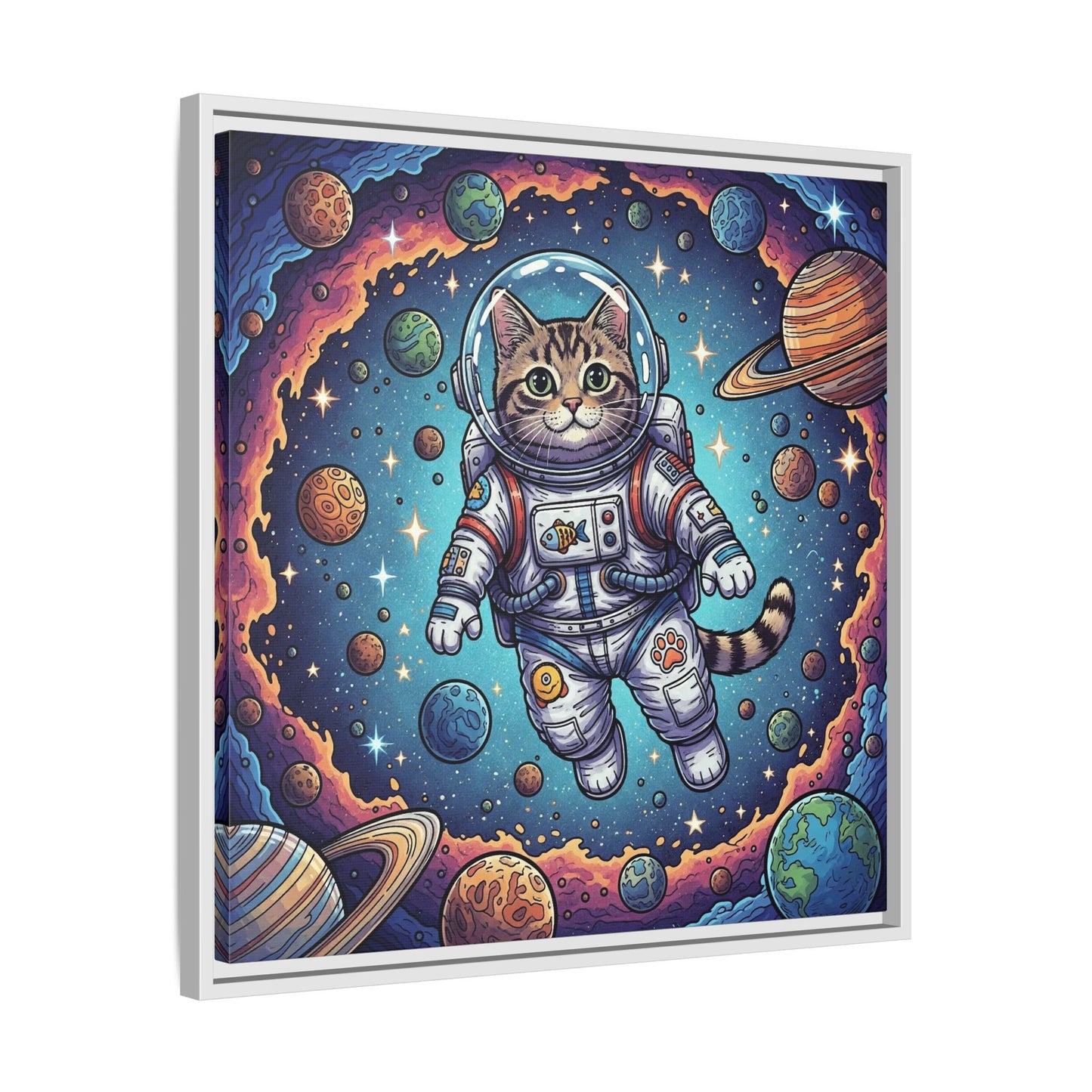 Astronaut Cat - Framed Canvas