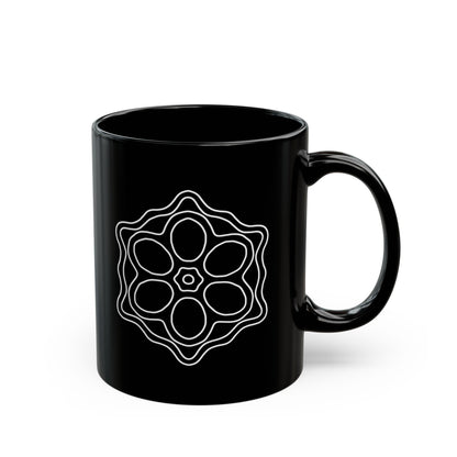 Elegant Black Mug with Floral Design, Perfect for Coffee Lovers, Gift for Moms, Yoga Enthusiasts, and Home Decor, 11oz or 15oz