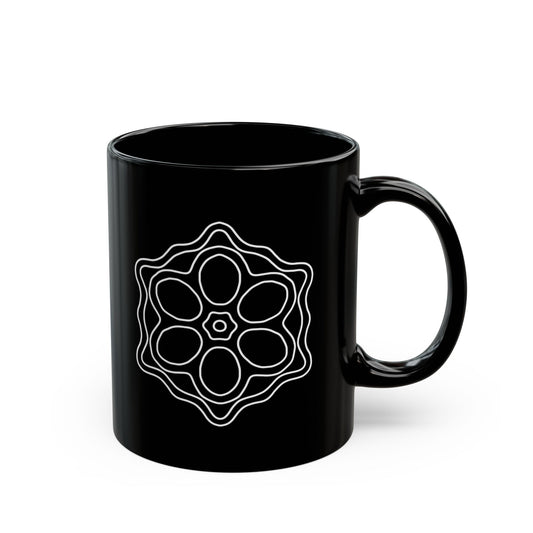 Elegant Black Mug with Floral Design, Perfect for Coffee Lovers, Gift for Moms, Yoga Enthusiasts, and Home Decor, 11oz or 15oz