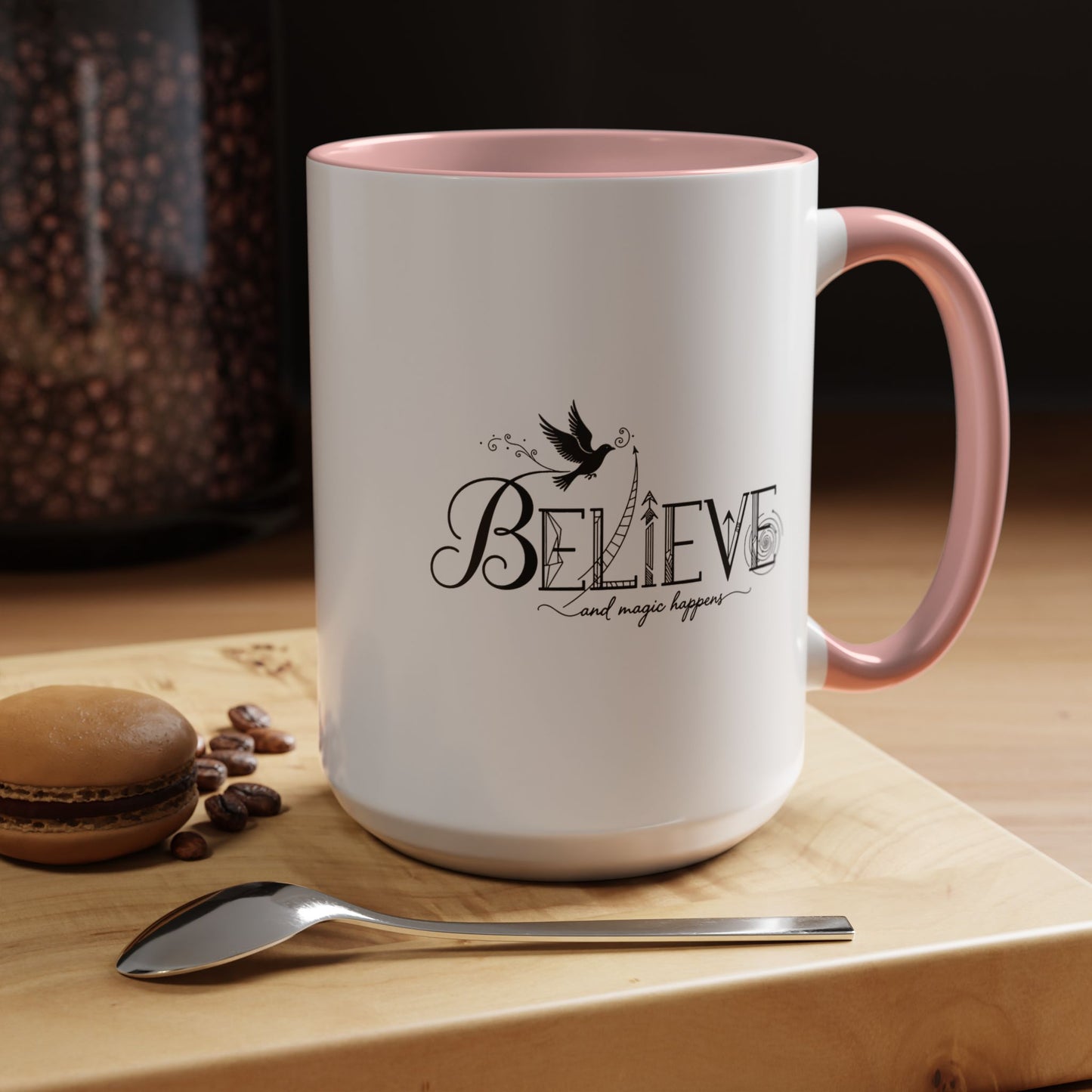 Believe and Magic Happens - Color Accent Mug