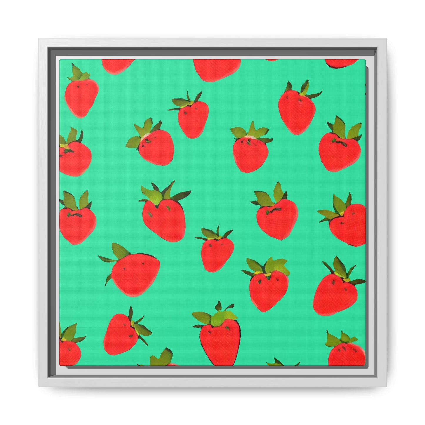 Strawberry Pattern - Framed Canvas