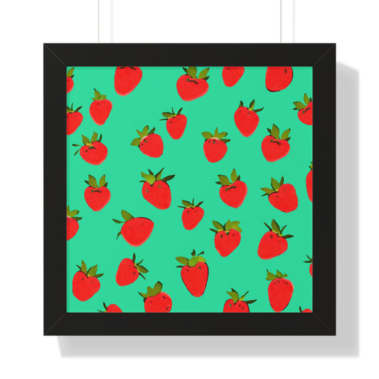 Strawberry Pattern - Framed Poster
